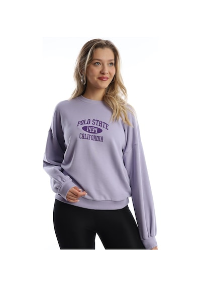 Kadın Polo State Baskılı 3 İplik Sweat Lila