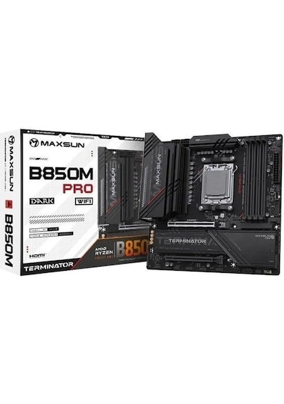 Maxsun Termınatör B850m Pro Dark Wıfı7 Ddr5 Hdmı-dp Typec Pcıe 5.0 1851p Matx