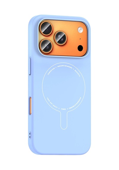 Apple iPhone Uyumlu  Uyumlu 18 Pro Max Kılıf M-safe Şarj Özellikli Kamera Korumalı Zore Elio Sert Pc Kapak Açık Mavi