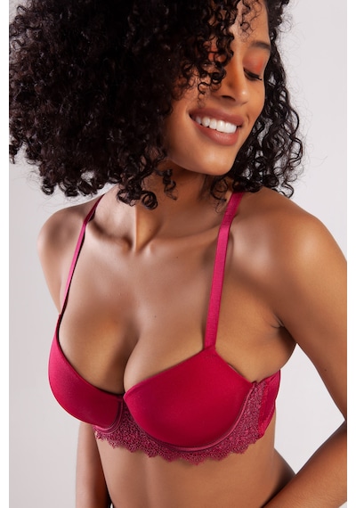 Etiler Collection Golshan Garland Big Size Plunge Bra, Şarap Rengi Konforlu Ve Şık Sütyen Çok renkli