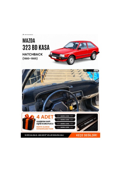 Mazda 323 Bd Eski Kasa 1980-1985 Uyumlu Torpido Örtüsü, Torpido Kılıfı - Siyah Gri