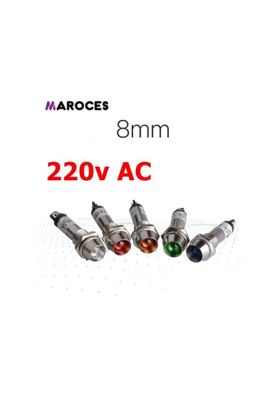 Ic-225 220V Ac 8Mm Sinyal Lambası Metal Led Lamba 10 Adet-Yeşil
