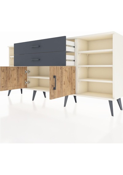 Arges Konsol 7 Raflı 2 Çekmeceli 2 Kapaklı 176x30x83 Aytaşı-çam/antrasit Çam/antrasit Arges Konsol 7 Raflı 2 Çekmeceli 2 Kapaklı 176x30x83 Aytaşı-çam/antrasit Çam/antrasit