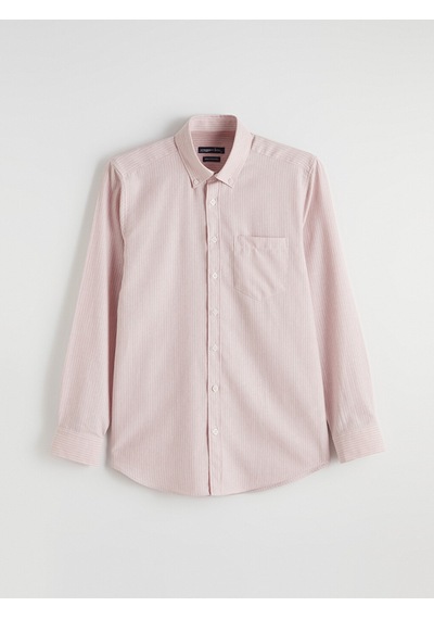 Lcwaıkıkı Classic Pembe Regular Fit Çizgili Keten Görünümlü Erkek Gömlek