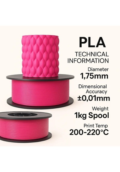 Pla+ Filament 1.75mm 1 Kg Pembe Termoplastik 3d Yazıcı Filamenti Çok Renkli