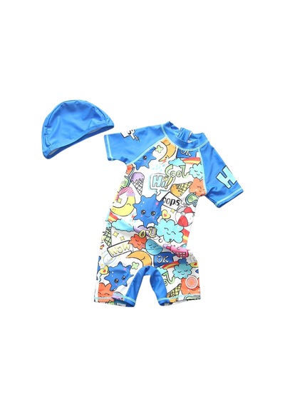 Petityu Upf50+ Güneş Korumalı Cool Erkek Çocuk Sevimli Doodle Desen Comic Book Şirin Erkek Çocuk Mayo Mavi Petityu Upf50+ Güneş Korumalı Cool Erkek Çocuk Sevimli Doodle Desen Comic Book Şirin Erkek Çocuk Mayo Mavi