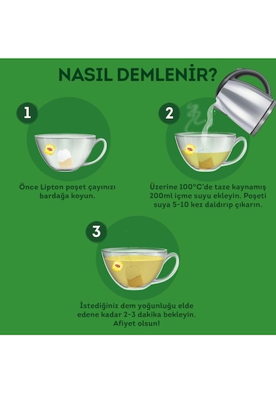Yeşil Çay Sade Bitki Süzen Poşet Çay 20li X 3 Adet