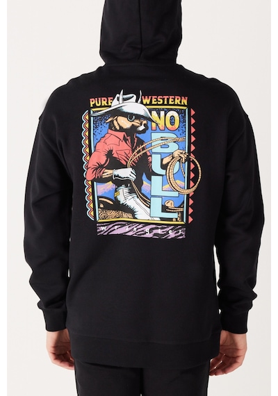 Wrangler Loose Fit Rahat Kesim Kapüşonlu İçi Polarlı Sırt Baskılı Siyah Sweatshirt