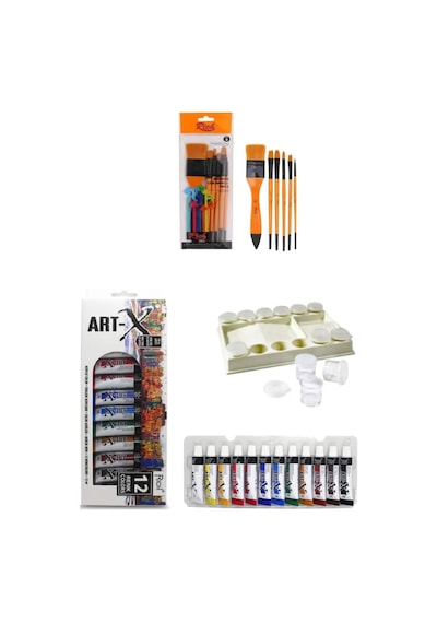 Art-x 12 Ml 12 'li Akrilik Set-art Liva-zemin Fırçan:8-4 Parça Sanat Seti
