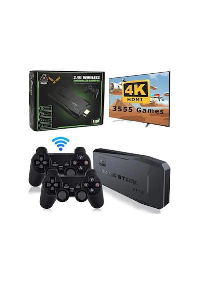 Leons 2.4g Uyumlu Kablosuz Çift Kol Oyunlar 4k Game Stick 3500 Oyun Atari Oyun