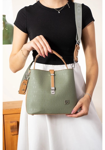 Just Polo Kadın Yeşil Taba 3 Gözlü Su Geçirmez Çapraz Ve Omuz Çantası 22 X 20 Cm Yeşil - Taba 45019058