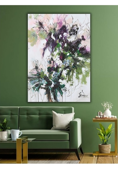 Yağlı Boya Tablo %100 El Yapımı 55cmx70cm Çiçek Soyut