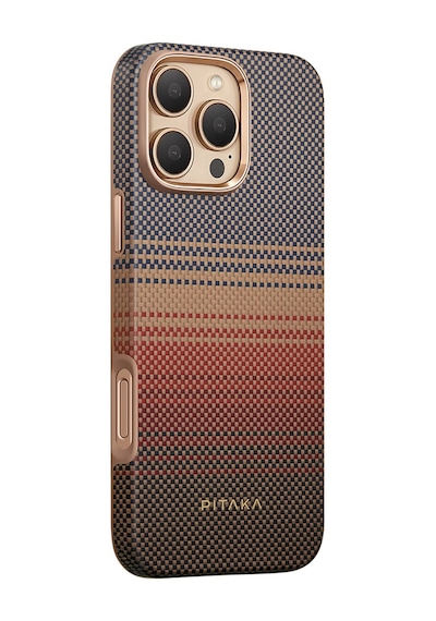 Apple Uyumlu iPhone 16 Pro Max Telefon Kılıfı Magsafe Aramid Fiber Pitaka Sunset-moonrise Serisi Kahve