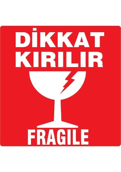 100x100 Dikkat Kırılır Etiketi 500 Sarım