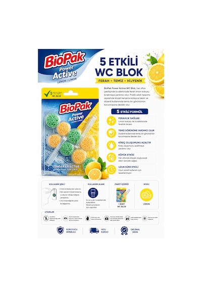 Bıopak Wc Blok 2x50 Lımon Kokulu 2lı 1 Adet