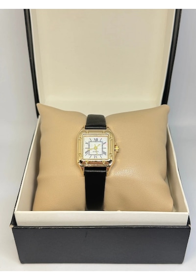 Savior Collection Vivaldi Gold Beyaz Saat Siyah Deri Kordon
