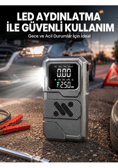 Çok Fonksiyonlu Akü Takviye Ve Taşınabilir Hava Kompresörü Bir Adet