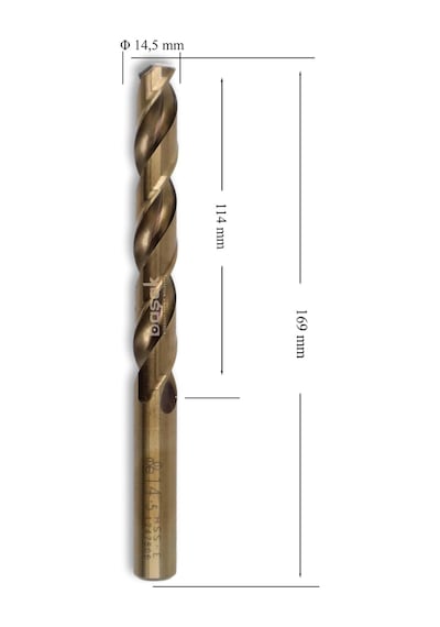 MTE 14,5 mm Paslanmaz Matkap Ucu Altın Seri HSS-E DIN 338