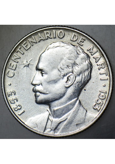 Küba 25 Centavos 1953 Gümüş Hatıra-jose Marti. Çil.