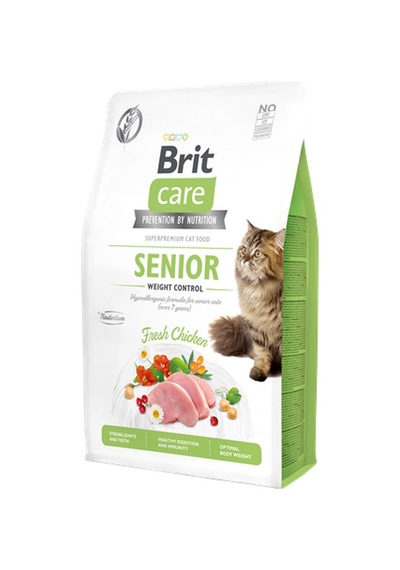 Brit Care Kilo Kontrolü İhtiyacı Olan Yaşlı Kediler İçin, Tahılsız, Hipoalerjenik, Taze Tavuk Etli Kuru Mama 2 Kg