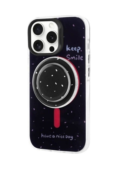 Apple Uyumlu iPhone 15 Pro Max Kılıf M-safe Şarj Özellikli Tak-çıkar Pop Soketli Zore Tiktok Kapak Siyah