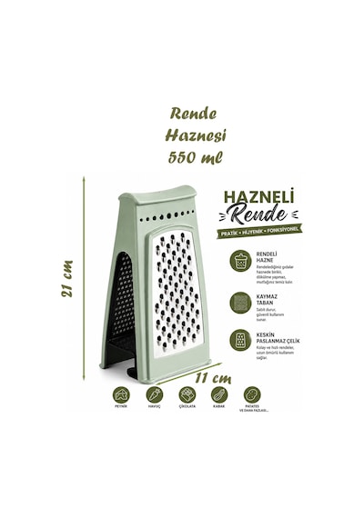 Porsima L-00667 550 Ml Hazneli Paslanmaz Çelik Mutfak Rendesi Turkuaz / Su Yeşili