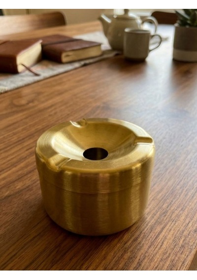 Mucit Home Gold Kapaklı Kokusuz Paslanmaz Metal Küllük Modern Ve Şık Tasarım
