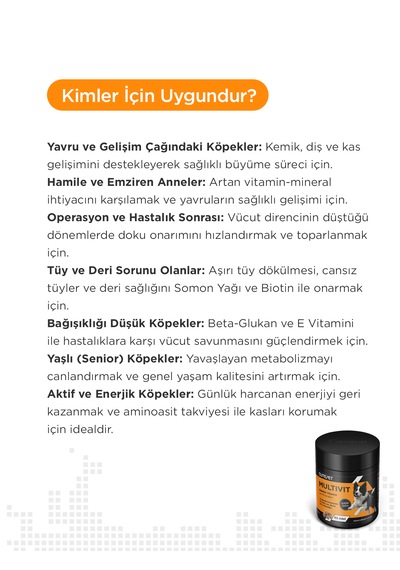 Cutepet Multivit Köpek Vitamin Ve Mineral Tableti 60 Adet Günlük Bağışıklık, Enerji Ve Genel Sağlık Desteği