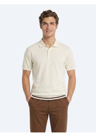 Kip Bej Düz %100 Pamuk T-shirt