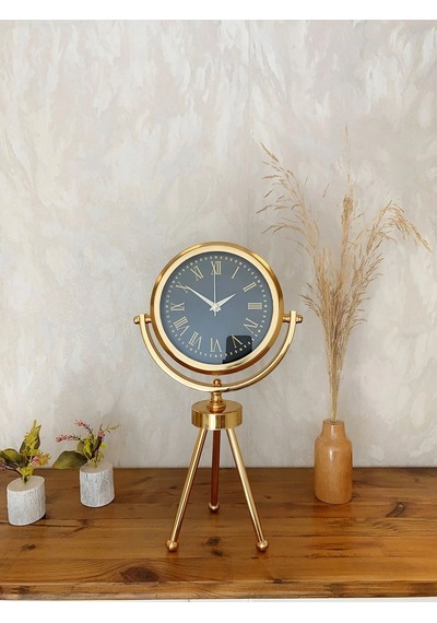 Gold Metal Mini Tripod Sade Masa Saati 45 26 Cm Çok Renkli