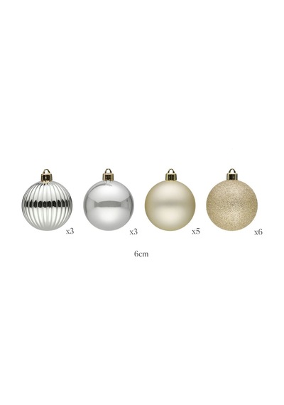 Karaca 17'li Set Top Ağaç Süsü Gold 6 cm
