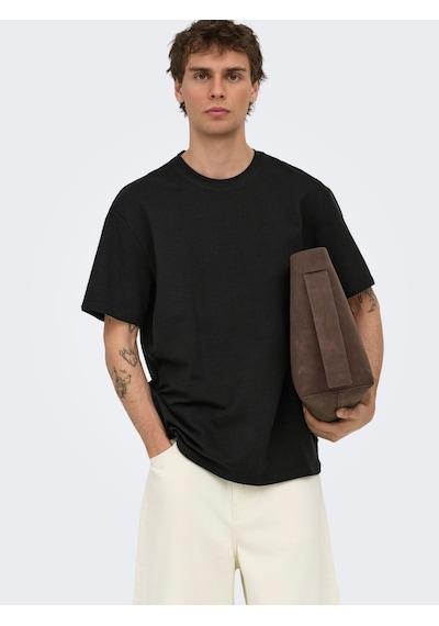 Only & Sons Kian Life Erkek Siyah Tişört 22028692-b