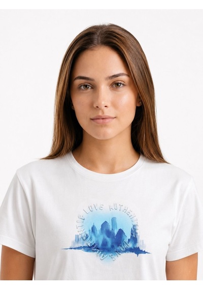 LOFT Boxy Fit Kadın Tshirt K.kol Off White Blue