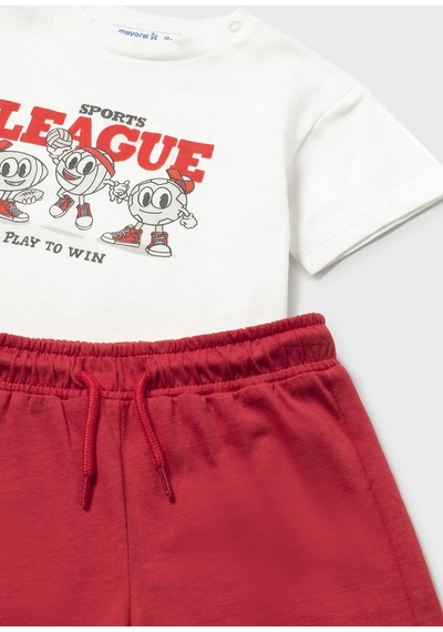 Mayoral Erkek Bebek İki Tshirtlü Penye Şort Takım Kırmızı Kırmızı