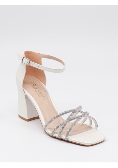 Nesilshoes Nesil Shoes Carel 37 Sedef Çapraz Taşlı Kadın Sandalet