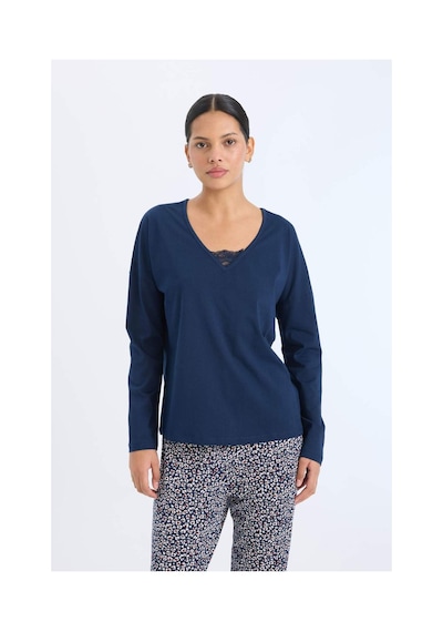 DeFacto Fall in Love Pijama Takımı Uzun Kollu Üst Desenli Uzun Alt E2357AX24WNNV31 Lacivert