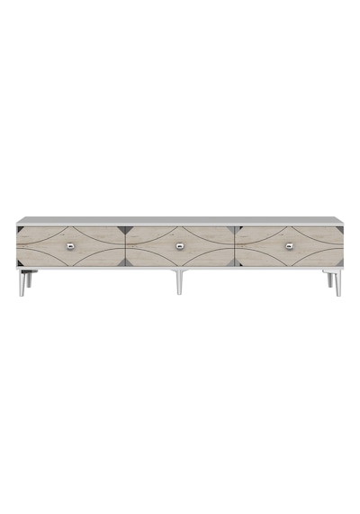 Tsa1897bts Alfa Tv Sehpası Beyaz-traverten-silver 180cm