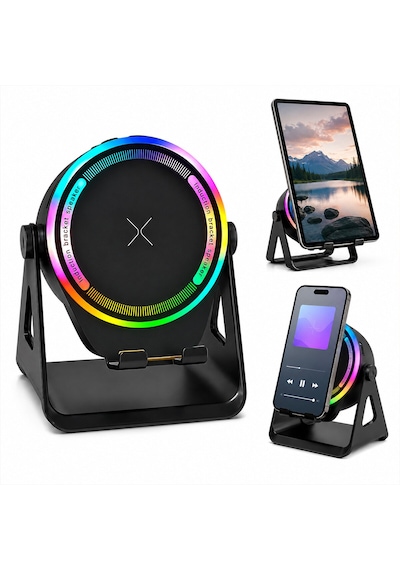 Go İthalat Bt - Sd - Usb Şarjlı Telefon Tutacak Rgb Işıklı Bluetooth Wireless Speaker Hoparlör 5w Pl