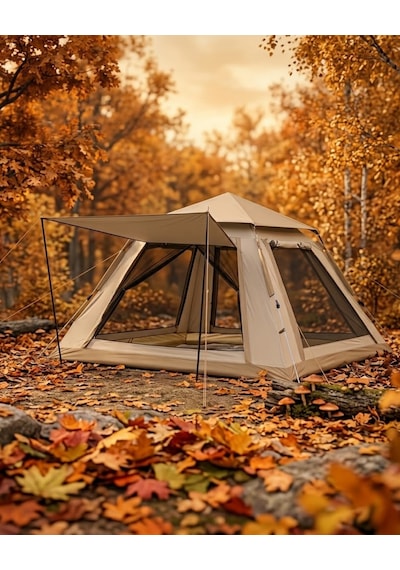 Otomatik Kamp Çadırı 240x240x160 Cm 6 Kişilik Geniş Semeglbl - 82 Hacimli Güneşlikli Çok Renkli