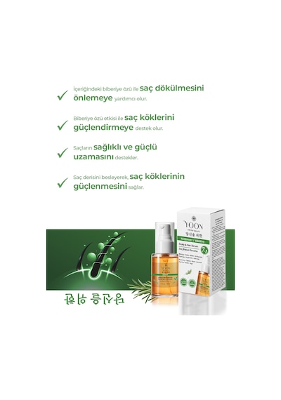Yoon 2'li Set Saç Dökülme Karşıtı, Hızlı Saç Uzatma, Saç Serumu 50ml & Şampuan 400ml