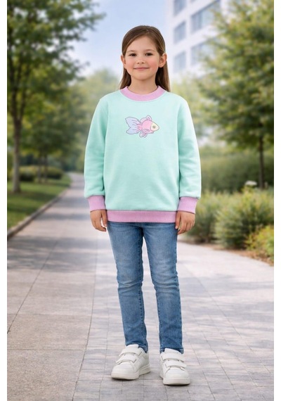 Alexandergardi Alexandergardı Desenli Çocuk Sweatshırt Cck-23-0010u Turkuaz