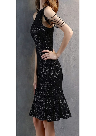 Hanife Glam Couture Hanife Glam Boncuk Detaylı Pulpayet Abiye Elbise Siyah