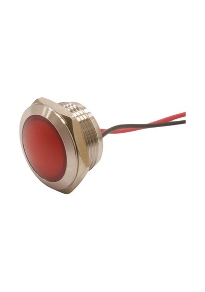 Motorobit 19L-P1 19Mm 12-24V Kablolu Metal Sinyal Lambası - Kırmızı
