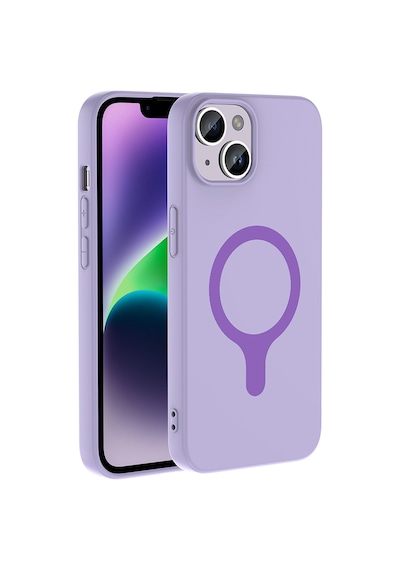 Maks Technology iPhone Uyumlu 14 Kılıf M-safe Şarj Özellikli Mkst Aris Silikon Kapak - Lila