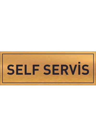 Self Servis Yazılı Gold Metal Levha 20 X 7 Cm