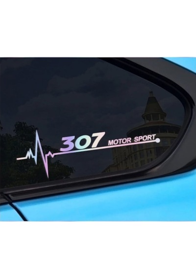 Peugeot 307 Yan Cam Sticker Oto Kapı 20 Cm X 7 Cm Renkli