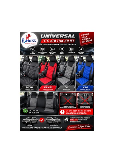 Oto Koltuk Kılıfı Tam Set Üniversal Krem Renk 8 Parça Bej - 596983040