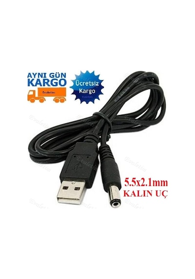 Usb To Dc Adaptör Power Güç Çevirici Kablosu 4463P 5.5 2.1Mm Yuva