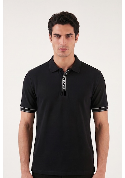 Buratti Pamuklu Regular Fit Yarım Fermuarlı Polo T Shirt Erkek Polo Yaka T Shirt 5904073 Siyah