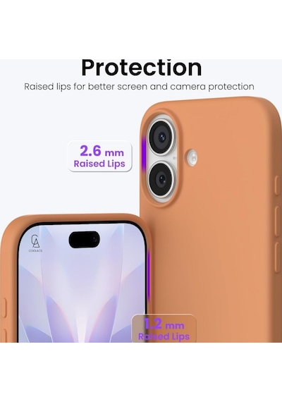 Apple Uyumlu iPhone 17 Içi Kadife Lansman Kılıf Ve Seramik Tam Kaplayan Cam Ekran Koruyucu Turuncu